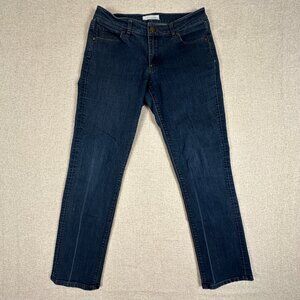 LOFT Curvy Straight Jeans Womens 28 6 Dark Wash Stretch Denim Ann Taylor